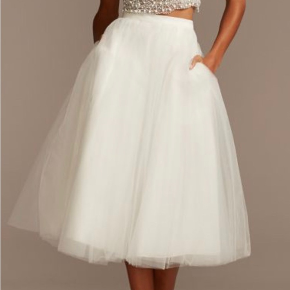 David’s Bridal DB Studio TULLE WEDDING SEPARATES MIDI SKIRT, size 8, white skirt